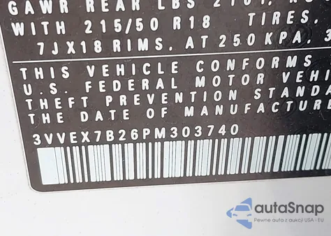 2023 Volkswagen Taos 1.5T Se from USA, damaged, VIN 3VVEX7B26PM303740